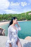 Bikini trắng kèm áo choàng lưới FANCIER 