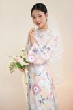  Áo dài 7 sắc cầu vòng quần màu trắng EDINI 