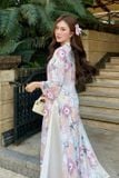  Áo dài 7 sắc cầu vòng quần màu trắng EDINI 