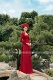  Áo dài đỏ cổ vuông MEO STORE 