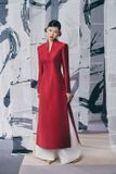  Áo dài đỏ quần trắng vải taffta KEIRA TONG 