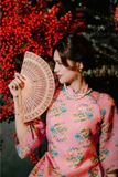  Áo dài hồng đậm tay lửng kèm quần hồng DINGDANG 