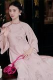  Áo dài hồng nhạt tay lửng JOIE DES ROSE 