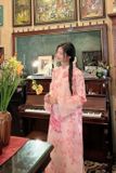  W - Áo dài Hồng Sư nhạt (quần hồng sen) XÉO XỌ 