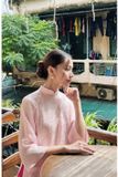  W - Áo dài Phấn Du hồng quần đỏ đô XÉO XỌ 
