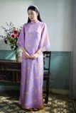  Áo dài tím tay lửng kèm quần vàng DINGDANG 