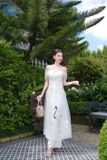  W - Áo dài trắng chim hạc dây chéo vai RITARA 