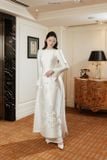  Áo dài trắng cổ chữ V đính hoa trắng PARAMO 