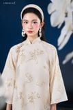  Áo dài trắng quần nâu LAM KHUE 