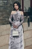  Áo dài trắng rồng đen quần trắng KEIRA TONG 