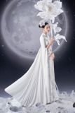  Áo dài trắng tay dài quết đất LAM KHUE 