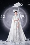  Áo dài trắng tay dài quết đất LAM KHUE 