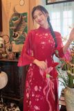  Áo dài Tuyết Phượng tím (quần hồng) XÉO XỌ 