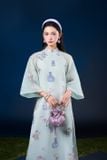  Áo dài xanh dương quần tím LAM KHUE 