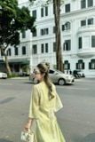  Áo dài xanh lá 4 tà hoa cúc LINN DESIGN 