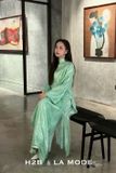  Áo dài xanh lá tay dài H2B 