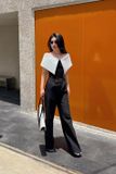  Áo đen phối trắng phủ vai LESPOIR 