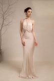  Đầm lụa kem body quấn cổ KISSERINE 