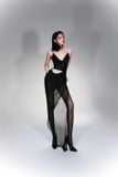  Đầm voan đen dài xẻ đùi LASSY 