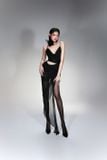  Đầm voan đen dài xẻ đùi LASSY 