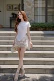  Set áo lệch vai kèm chân váy ren LALING 