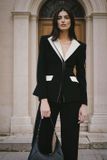  Set vest đen quần dài cổ bẻ kem THE SOUL 