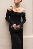  Váy body trắng 2 dây to tay dài CHATS 