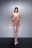  Váy cam nude ngắn bẹt vai BANDAGE DRESS 