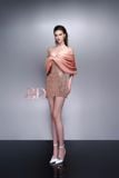  Váy cam nude ngắn bẹt vai BANDAGE DRESS 