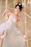  Váy công chúa cổ yếm trắng tầng LINNH PHUNG 