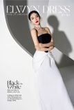  Váy cúp ngực trên đen dưới trắng body BYDI 