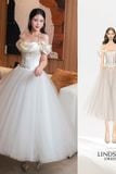  Váy dài trắng dây cột cổ LINH PHUNG 