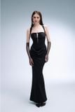  Váy đen body xẻ ngực dáng dài ELLY 