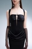  Váy đen body xẻ ngực dáng dài ELLY 