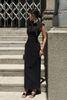 Váy đen dài sát nách cổ sơ mi KEIRA TONG dự tiệc sang chảnh