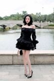  Váy đen ngắn bẹt tay dài JOSEPHINE 