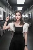  Váy đen ngắn cầu vai trắng CHATS 