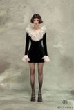  Váy đen ngắn cổ trắng STEFANNI 