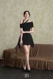  Váy đen ngắn dây chéo cổ DENIO 