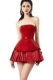  Váy đỏ cúp ngực chân váy xoè xếp ly MAEL FEMME 