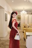  Váy đỏ dài bẹt vai XYBYMY XY 