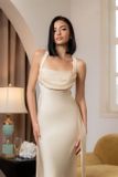  Váy lụa cổ vuông dáng dài Kisserine 