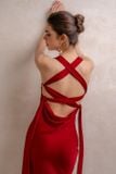  Váy lụa đỏ dài KISSERINE 