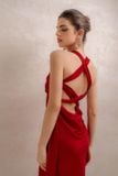  Váy lụa đỏ dài KISSERINE 