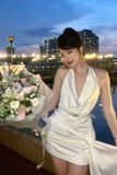  Váy lụa trắng cổ khoét sâu AYSERKRIS 