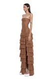  Váy nâu cúp ngực tầng tầng HUELLEYROSE 