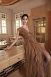  Váy nâu dài cố chữ V XYBYMY XY 