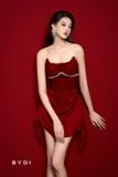  Váy ngắn đỏ cúp ngực viền đá BYDI 