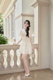  Váy ngắn kem tay phồng LOVELYN 