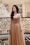  Váy nữ hoàng nâu lấp lánh LINH PHUNG 